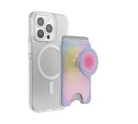 PopSockets Phone Wallet with Expanding Grip and Adapter Ring for MagSafe®, Phone Card Holder, Wireless Charging Compatible, Wallet Compatible with MagSafe - Aura