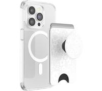 PopSockets Phone Wallet with Expanding Grip and Adapter Ring for MagSafe, Phone Card Holder, Wireless Charging Compatible, Wallet Compatible with MagSafe - Blanc Fresh