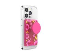 PopSockets Phone Wallet with Expanding Grip and Adapter Ring for MagSafe, Phone Card Holder, Wireless Charging Compatible, Wallet Compatible with MagSafe - Pink Relief