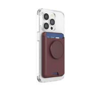 PopSockets Phone Wallet with Expanding Grip and Adapter Ring for MagSafe, Phone Card Holder, Wireless Charging Compatible, Wallet Compatible with MagSafe - Oxblood