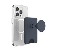 PopSockets Phone Wallet with Expanding Grip, Phone Card Holder, Wireless Charging Compatible, Wallet Compatible with MagSafe - Navy Blue