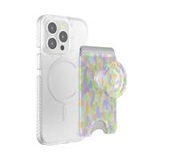 PopSockets Phone Wallet with Expanding Grip, Phone Card Holder, Wireless Charging Compatible, Wallet Compatible with MagSafe - Rainbow Glass