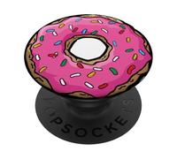 PopSockets Pink Frosted Donut With Sprinkles, Glazed Frosting Doughnut PopSockets Grip and Stand for Phones and Tablets