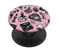 PopSockets Pink Skull Ouija Book Cat Candle Pop Sockets Grip Stand PopSockets PopGrip: Swappable Grip for Phones & Tablets