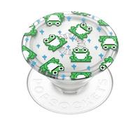 PopSockets: Plant-Based Phone Grip with Expanding Kickstand, Eco-Friendly Pop Socket for Phone - Translucent 8 Bit Frogs