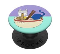 PopSockets Ramen Cats Cute Japanese Anime Ramen Noodles Kids & Adults PopSockets Swappable PopGrip