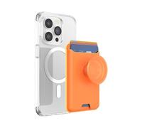 PopSockets Softgoods Phone Wallet with Expanding Grip and Adapter Ring for MagSafe, Phone Card Holder, Wireless Charging Compatible, Wallet Compatible with MagSafe - Cantaloupe