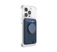 PopSockets Softgoods Phone Wallet with Expanding Grip and Adapter Ring for MagSafe, Phone Card Holder, Wireless Charging Compatible, Wallet Compatible with MagSafe® - Navy