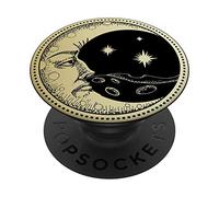 PopSockets Vintage Moon and Stars on Black Background Moon PopSockets PopGrip: Swappable Grip for Phones & Tablets