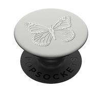 PopSockets White Butterfly Phone grip on light Silver PopSockets Swappable PopGrip