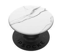 PopSockets White Marble-Look - Black Grey - Simple Elegant Calm Modern PopSockets PopGrip: Swappable Grip for Phones & Tablets
