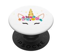 PopSockets Womens Girls White Pink Lavender Unicorn PopSockets PopGrip: Swappable Grip for Phones & Tablets