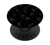 PopSockets Zodiac Cosmo Cute Star Constellations Pattern Black and Gold PopSockets PopGrip: Swappable Grip for Phones & Tablets