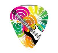 Popstar Party Guitar Picks Picks 12 Pack with Thin Box,Colorful Floral Abstract Framework with Electric Guitar Energetic Design,Special Guitar Plectrums Gift Set for Guitarist