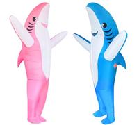 Poptrend Couples Inflatable Shark Costume for Adults Funny Halloween Blow Up Costumes His and Hers Cosplay Duo Costumes 2 Pack