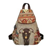 POPUCT Cotton Boho Small Backpack Fashion Hand Knitting Mini Chest Bag for Women