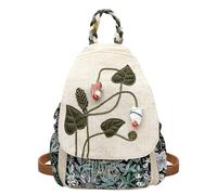 POPUCT Cotton Boho Small Backpack Fashion Hand Knitting Mini Chest Bag for Women(beige/bud2)