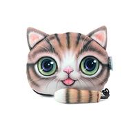POPUCT Cute Lifelike 3D Cat Face Bag Zipper Case Coin Money Wallet (B)