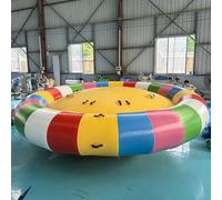 Popular 0.9mm PVC Inflatable Rotating Water Disco Boat UFO Inflatable Floating Towable Boat （4m Diameter, 8 Seats with Pump ）