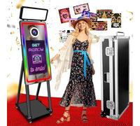 Popular 40" Magic Mirror Photo Booth with Square Fill Light,Flight Case and 21.5'' Touch Screen Selfie Photobooth Machine for Wedding (Black,40Inch)