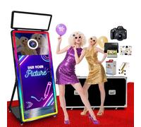 Popular 65" Magic Mirror Photo Booth with Printer and Camera,43'' Touch Screen Photobooth Machine for Taking Selfies,Wedding and Party (Black,Full Set)