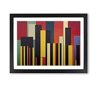 Popular Abstract City Skyline Framed Wall Art Print A2 Black