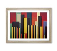 Popular Abstract City Skyline Framed Wall Art Print A2 Oak