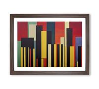 Popular Abstract City Skyline Framed Wall Art Print A2 Walnut
