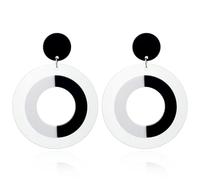 Popular Acrylic Geometric Black And White Circular Earrings For Women, Trendy Personality, Simple Earrings
