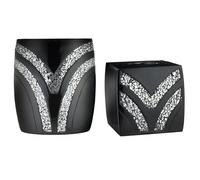 Popular Bath 2pc Sinatra Modern Bath Accessories Set Waste Basket & Tissue Box Modern Classic Contemporary Decorative Beautiful Designs Bathroom Decor Set for Home Luxury Bath Set