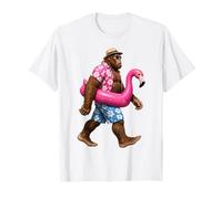 Popular Bigfoot Costume Flamingo Float Aloha Pool Party T-Shirt