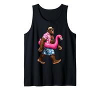 Popular Bigfoot Costume Flamingo Float Aloha Pool Party Tank Top