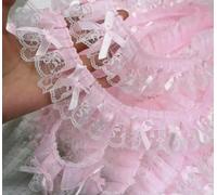 Popular Embroidery 3D Bow Rose Flower Mesh Lace Fabric DIY Sewing Applique Collar Doll Wedding Dress Children Cloth Decor