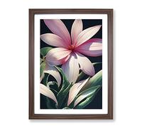 Popular Flower Framed Print | A4 Walnut Framed Wall Art | Ready to Hang | Modern Floral Picture | Living Room Bedroom Lounge Office
