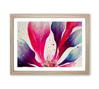 Popular Flower Splash Abstract Framed Wall Art Print A2 Oak