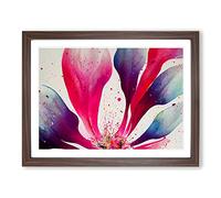 Popular Flower Splash Abstract Framed Wall Art Print A2 Walnut