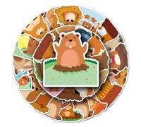 Popular Groundhog Vinyl Stickers, 50 PCS Waterproof Illustrated Animal Decals for Laptops, Scrapbooking, Journals, Notebooks, Water Bottles, Suitcases, Phones & DIY Decor