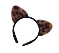 Popular Hairhoop Fashion Plush Cats Ear Hairband with Animal Print for Birthday Party Women Music Festival Headpieces