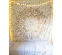 Popular Handicrafts Golden Hippie Mandala Bohemian Wall Hanging Tapestry For Bedroom Passion Ombre Indian Metalic Wall Art, Hippy Wall Dorm Room Bedroom Decor Beding Bedspread 84"x90", 215x230cms