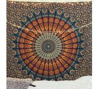 Popular Handicrafts Hippie Mandala Bohemian Psychedelic Intricate Floral Design Indian Magical Thinking Tapestry 84X90 Inches,(215X230Cms) Neavy Blue