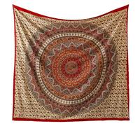 Popular Handicrafts Hippie Mandala Bohemian Psychedelic Intricate Floral Design Indian Magical Thinking Tapestry Kerala 84X90 Inches,(215X230Cms) Red