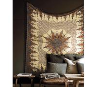 Popular Handicrafts Hippie Mandala Intricate Floral Design Indian Tapestry 84X90 Inches,(215Cmsx230Cms) Brown Black
