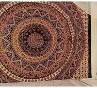 Popular Handicrafts Hippie Mandala Wall Hanging Tapestry For Bedroom Bohemian Psychedelic Intricate Floral Design Indian Tapestries Bedspread 84 x 54 Inches (215cm x 137cm) Brown
