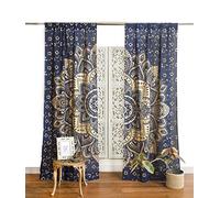 Popular Handicrafts Indian Hippie Bohemian Beautiful Passion Ombre Color Mandala Curtain Panels Blue Gold
