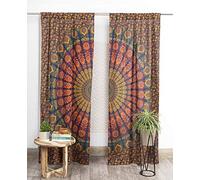 Popular Handicrafts Indian Hippie Bohemian Beautiful Peacock Blue Multi Color Mandala Curtain Panels