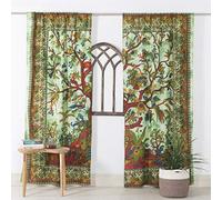Popular Handicrafts Indian Hippie Bohemian Beautiful Tree of Life Tie Dye Mandala Curtain Panels Green