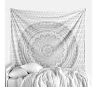 Popular Handicrafts Kp650 Original Silver Ombre Tapestry Mandala Art Hippie Wall Hanging Bohemian Bedspread Metallic Shine Tapestries 82"x54"