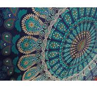 Popular Handicrafts Mandala Bohemian Psychedelic Intricate Floral Design Indian Tapestry 54X84 Inches,(140Cmsx215Cms) Blue