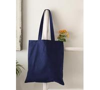 Popular Handicrafts Plain Tote Bag 2-Pack Bulk Blank Canvas Economical 15"x16" Cotton Lightweight Reusable Grocery Shopping Cloth Bags Suitable for DIY Advertising Promotion Gift Activity Blue