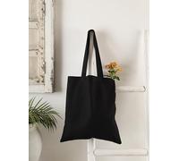 Popular Handicrafts Plain Tote Bag 2-Pack Bulk Blank Canvas Economical 15"x16" Cotton Lightweight Reusable Grocery Shopping Cloth Bags Suitable for DIY Advertising Promotion Gift Activity Black